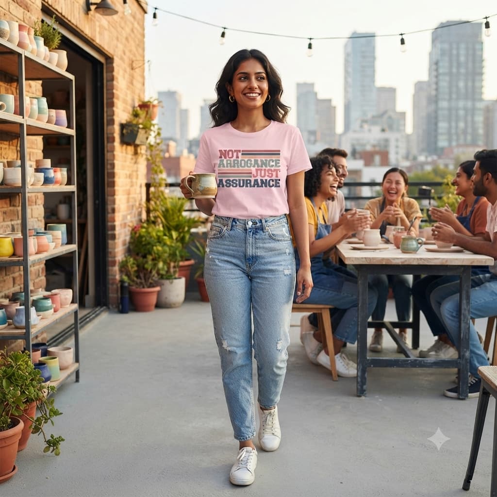Women's Light Pink Round Neck T-shirt