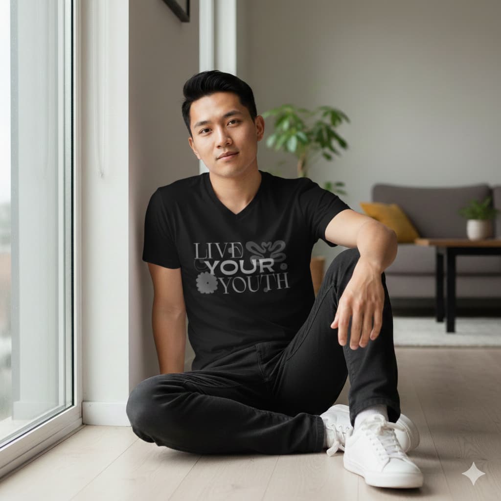 MENS BLACK VNECK T-SHIRT