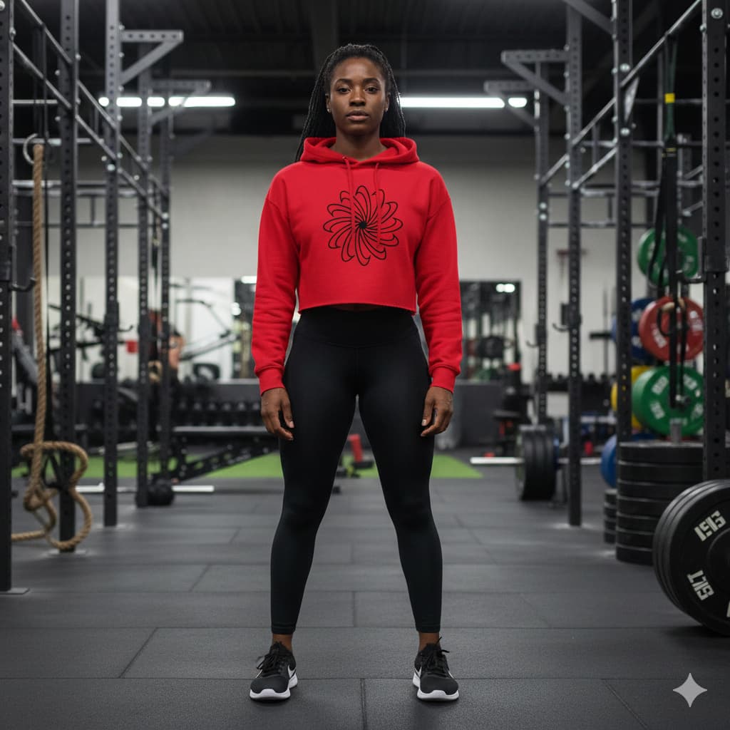 WOMENS RED CROP HOODIES