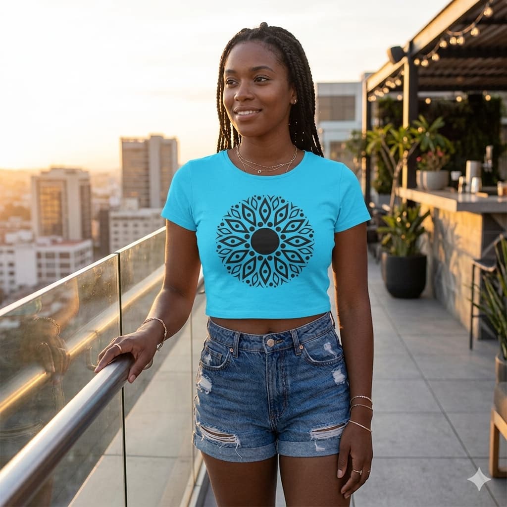 WOMENS SKY BLUE CROP TOP