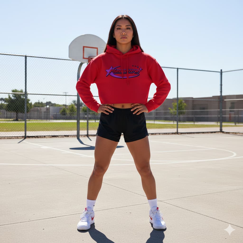 WOMENS RED CROP HOODIES