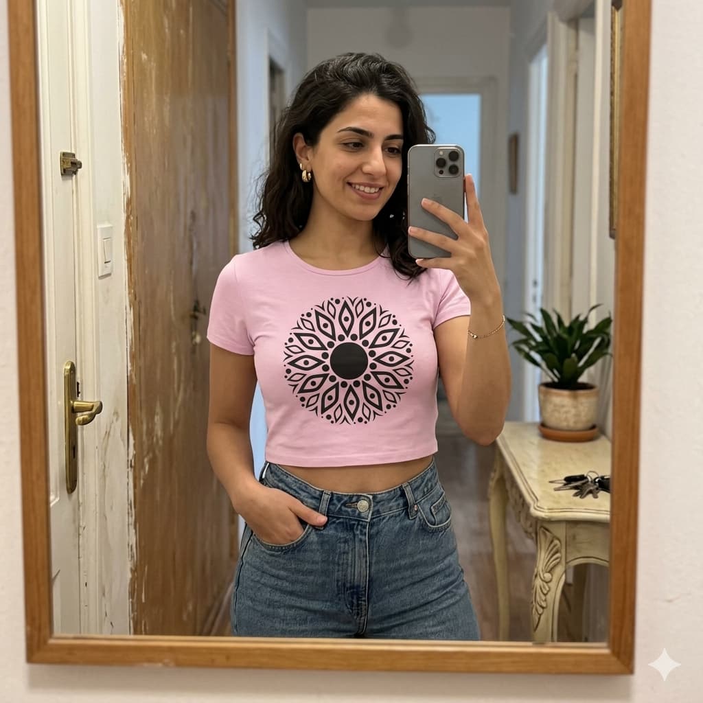 WOMENS LIGHT PINK CROP TOP