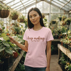 Women's Light Pink Round Neck T-shirt