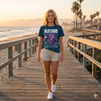 Women's Navy Blue Round Neck T-shirt