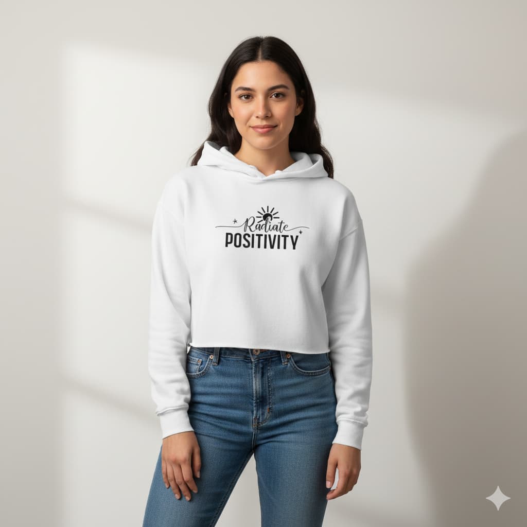 WOMENS WHITE CROP HOODIES 