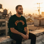 Men's Bottle Green Oversized Round Neck T-shirt