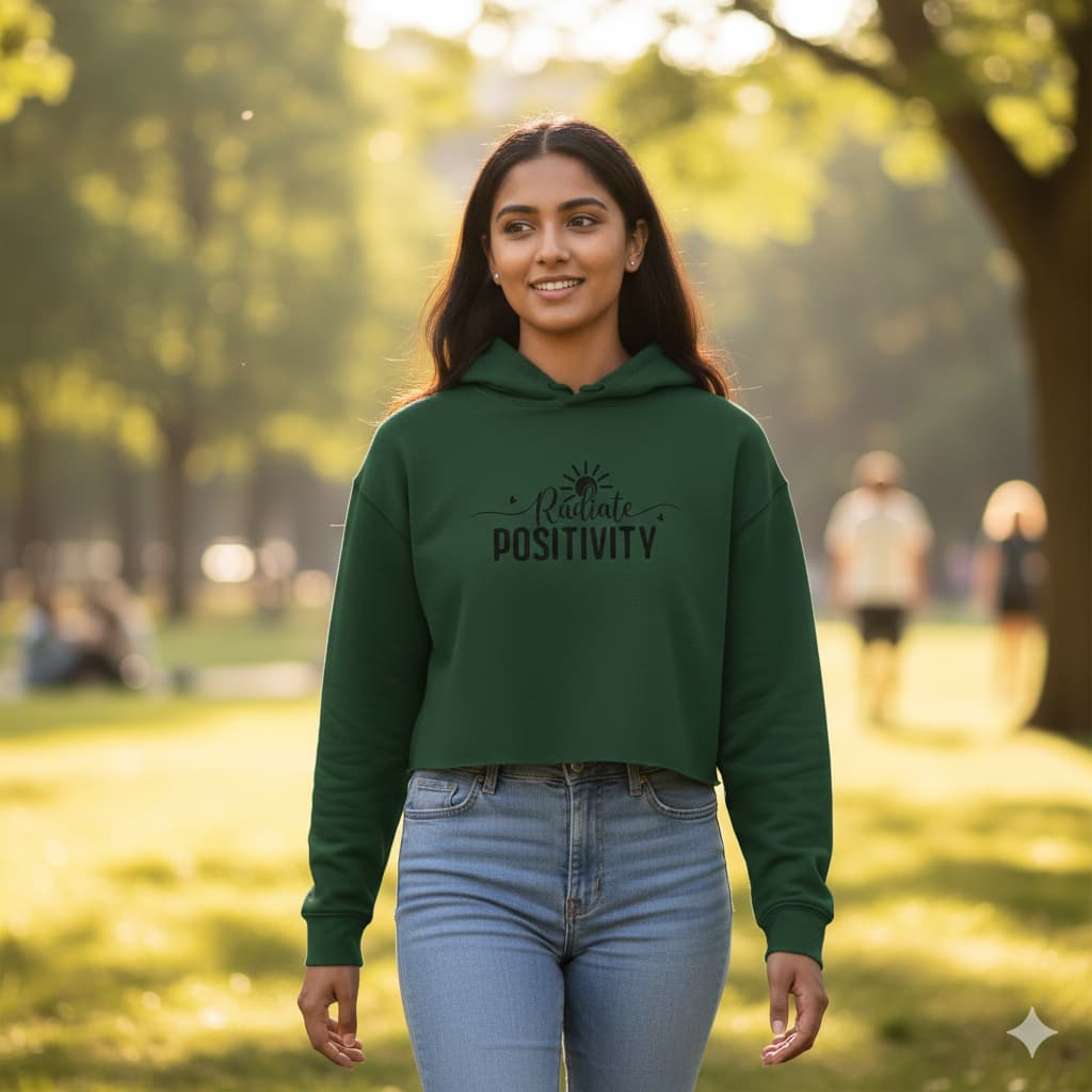 WOMENS OLIVE GREEN CROP HOODIES 