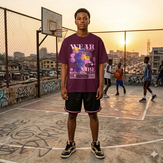 Men's Burgundy Oversized Round Neck T-shirts