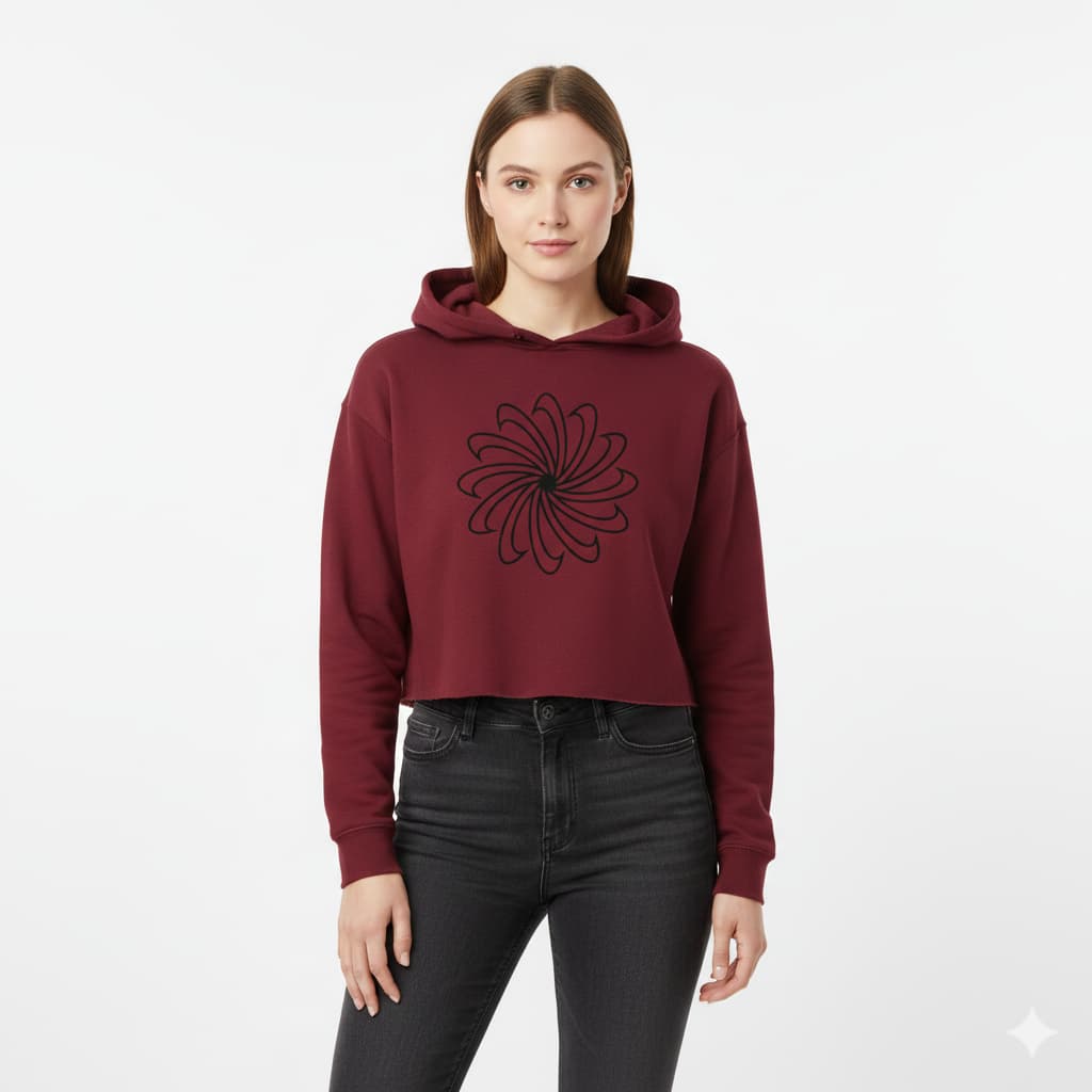 WOMENS MAROON CROP HOODIES