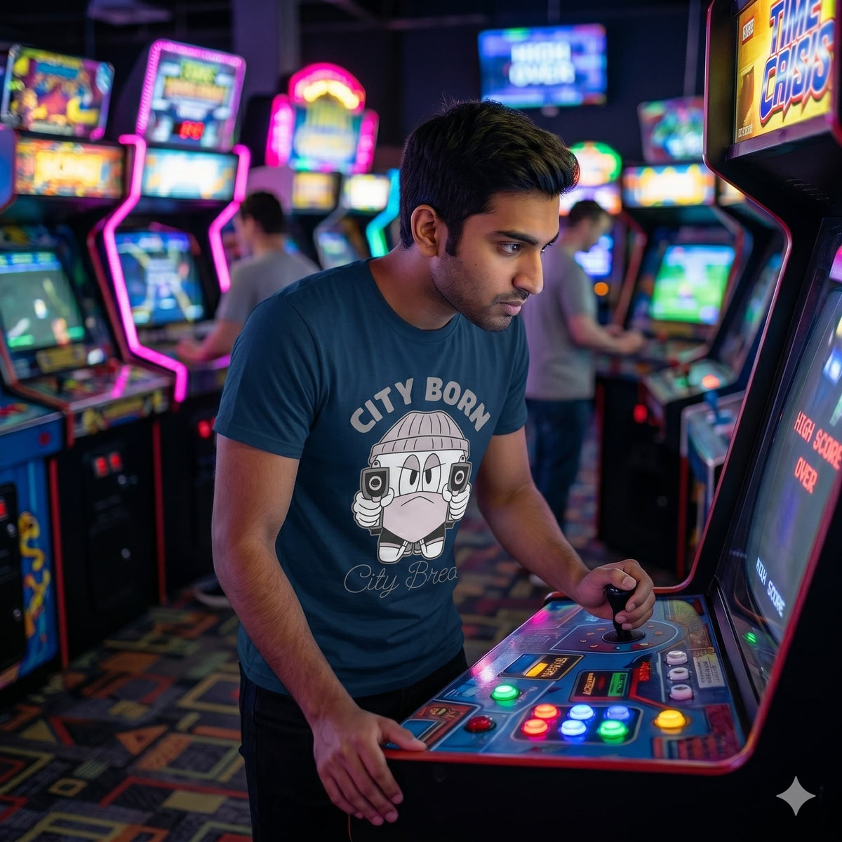 Karavirs® Metro Navy Blue graphic tee for men India