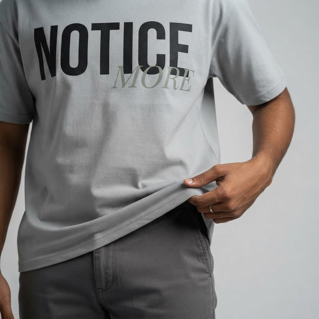 Men's Silver Frost Oversized Round Neck T-shirt
