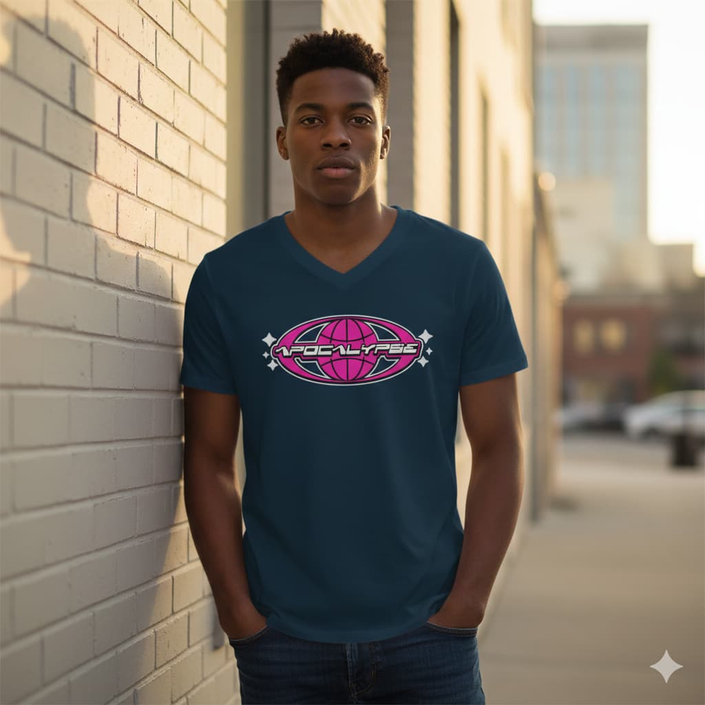 MENS NAVY BLUE VNECK T-SHIRT
