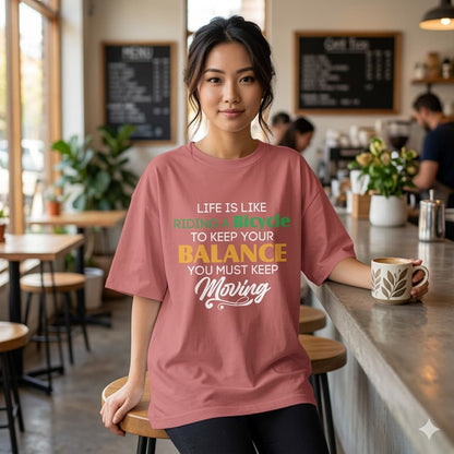 WOMEN DUSTY ROSE OVERSIZED ROUNDNECK T-SHIRT