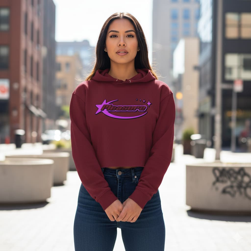 WOMENS MAROON CROP HOODIES