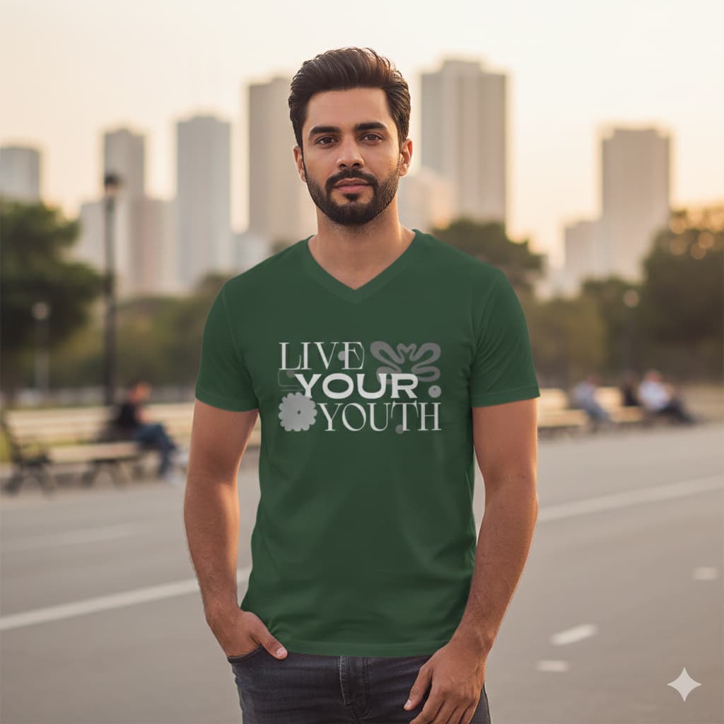 MENS OLIVE GREEN VNECK T-SHIRT
