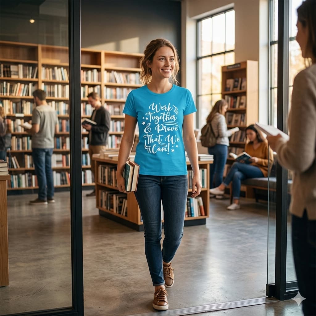 Women's Sky Blue Round Neck T-shirt