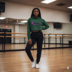 WOMENS OLIVE GREEN CROP HOODIES