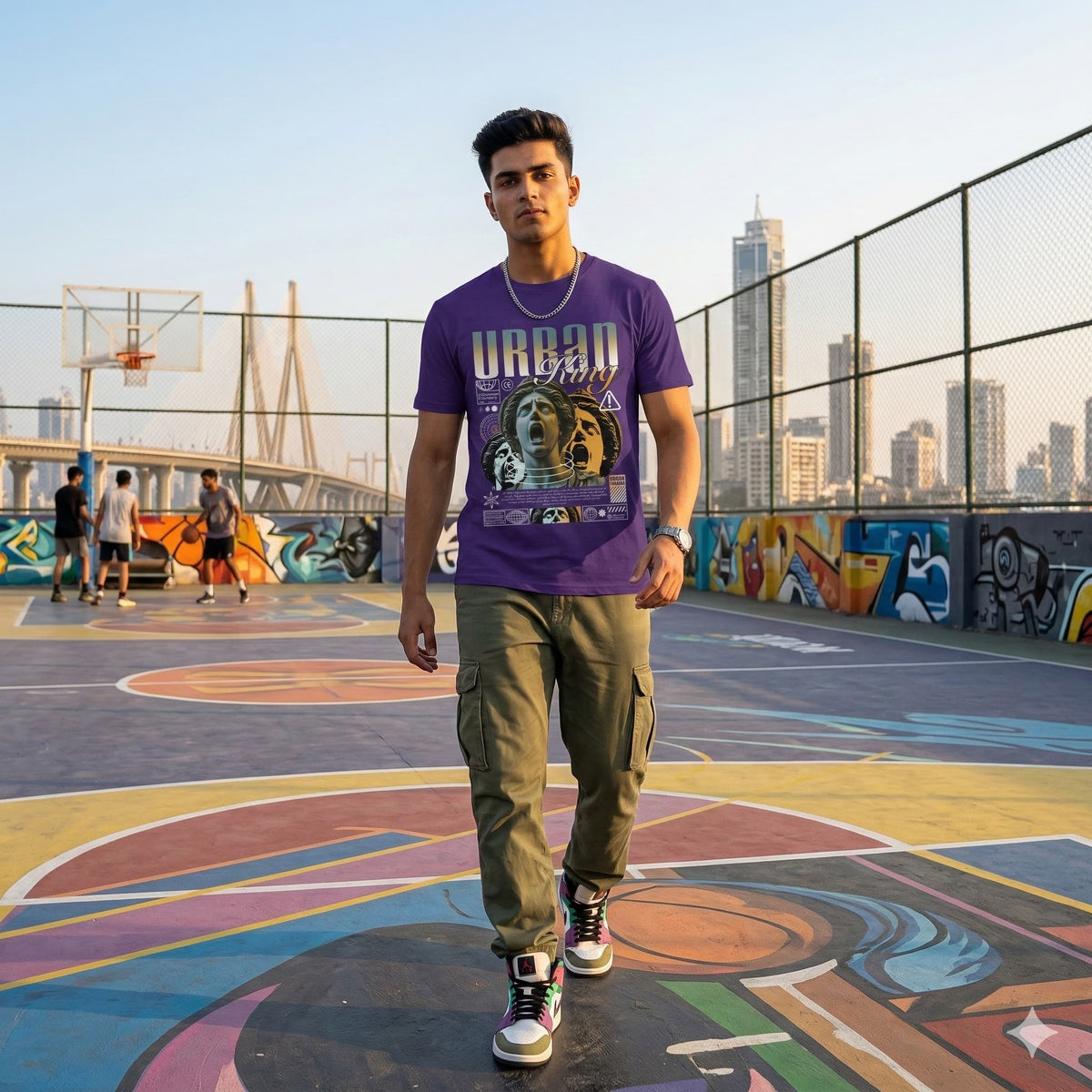 Men's Purple Round Neck T-shirts