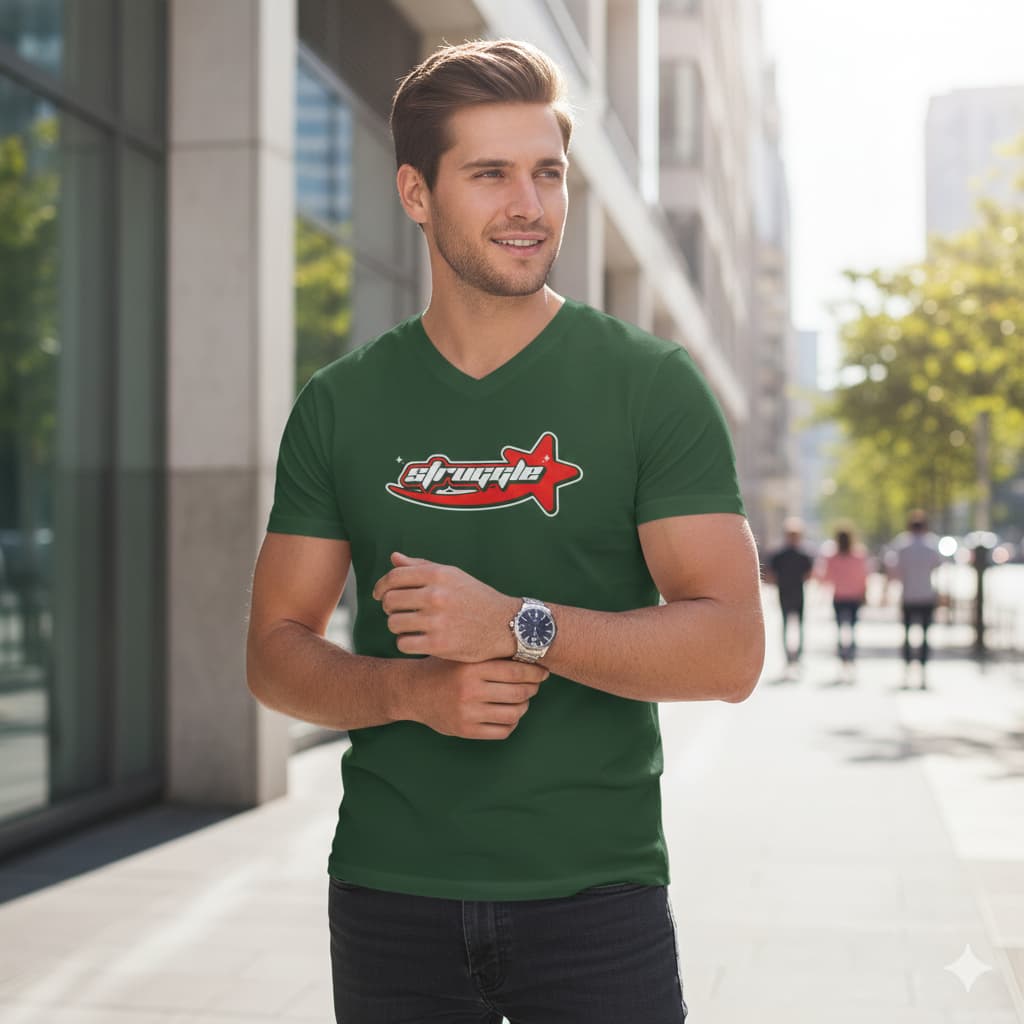 Karavirs® Struggle Olive Green graphic tee for men India