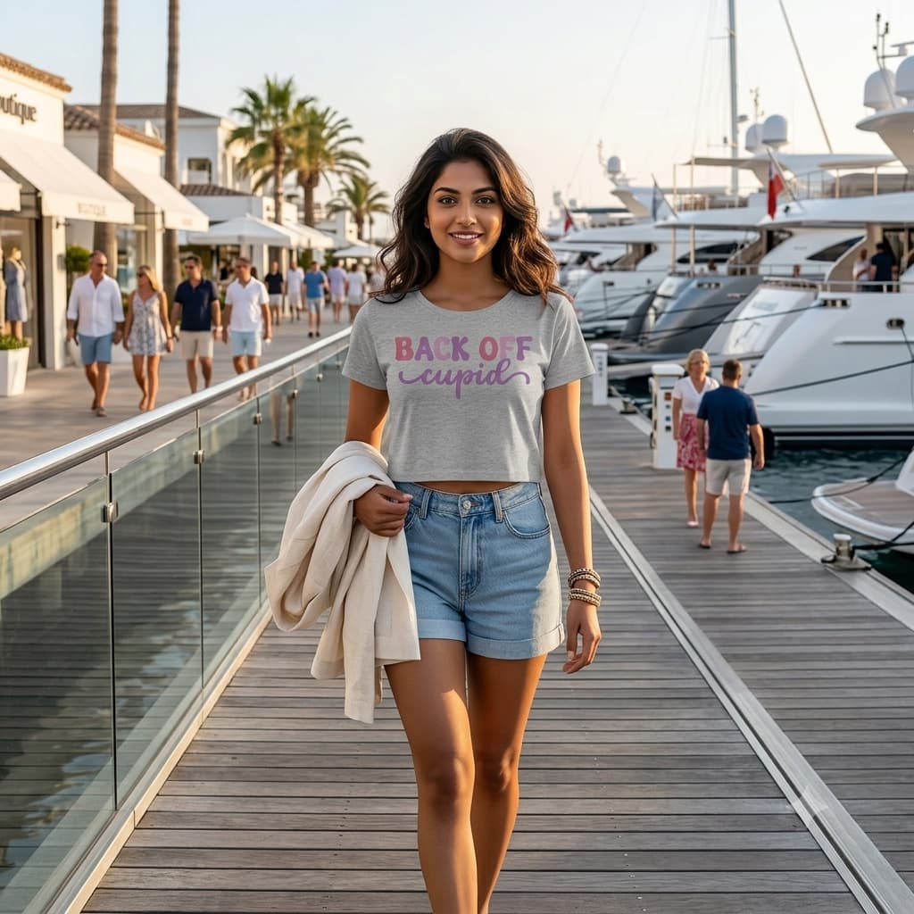 Women's Melange Grey Crop Top