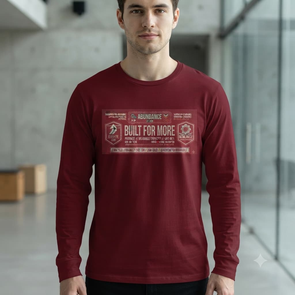 Men's Maroon Round Neck Full Sleeve T-shirt