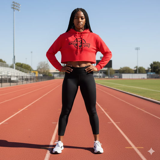 WOMENS RED CROP HOODIES