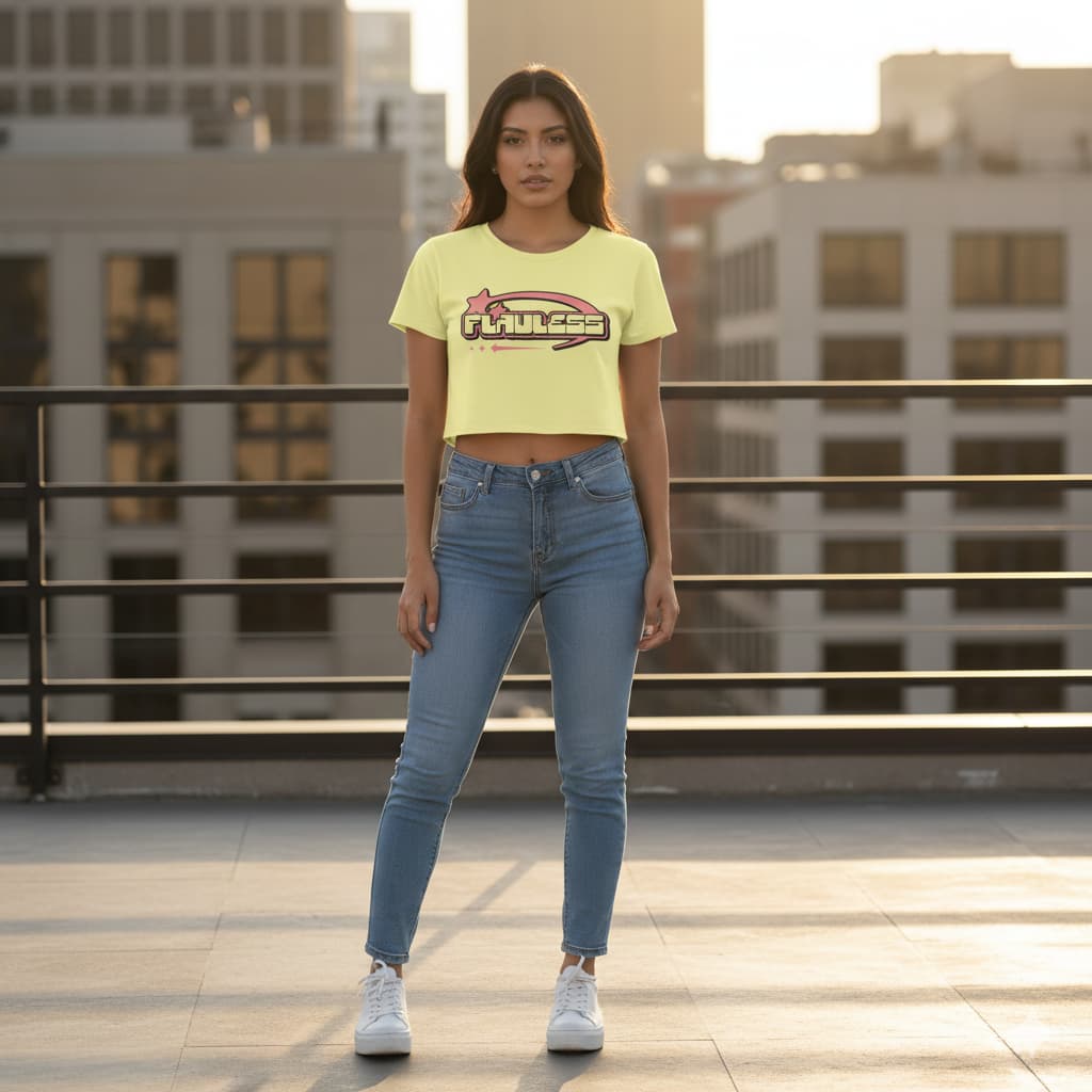 WOMENS BUTTER YELLOW CROP TOP