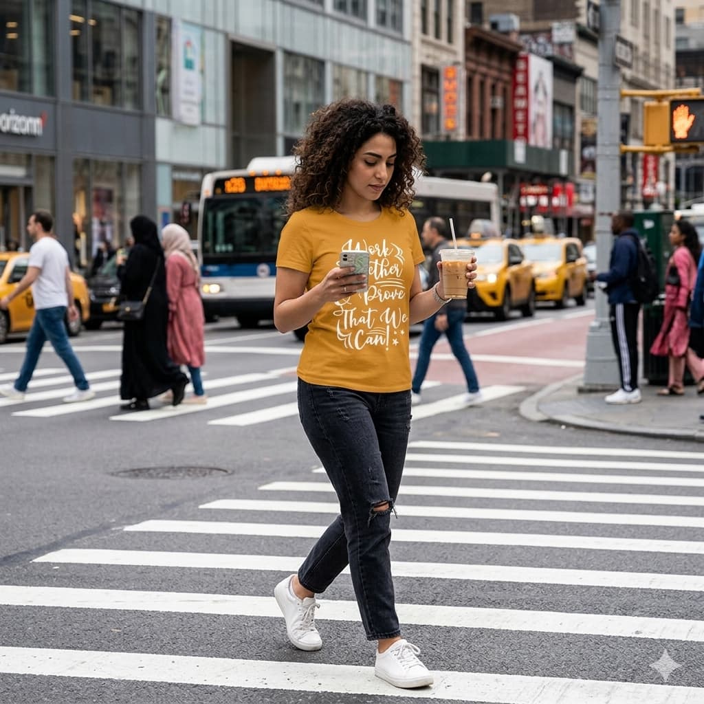 Women's Mustard Yellow Round Neck T-shirt