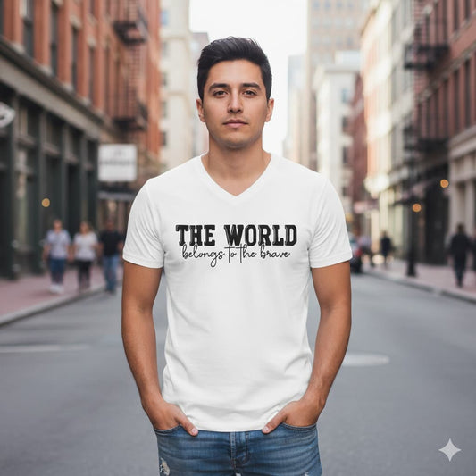 MENS WHITE VNECK T-SHIRT