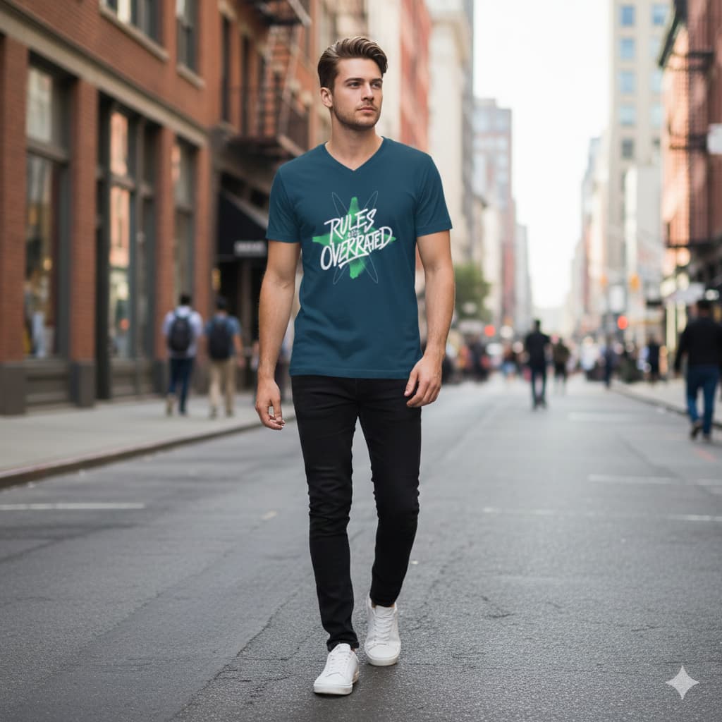 MENS NAVY BLUE VNECK T-SHIRT