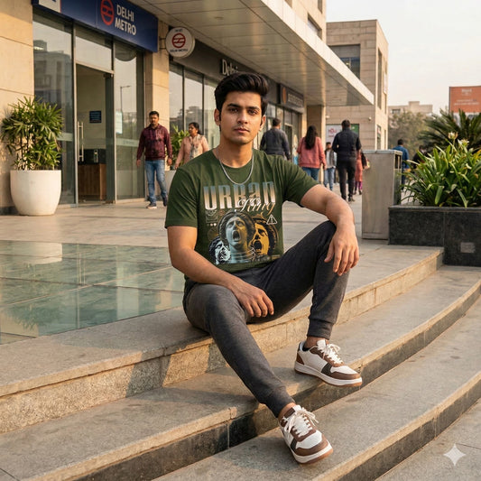 Men's Olive Green Round Neck T-shirts