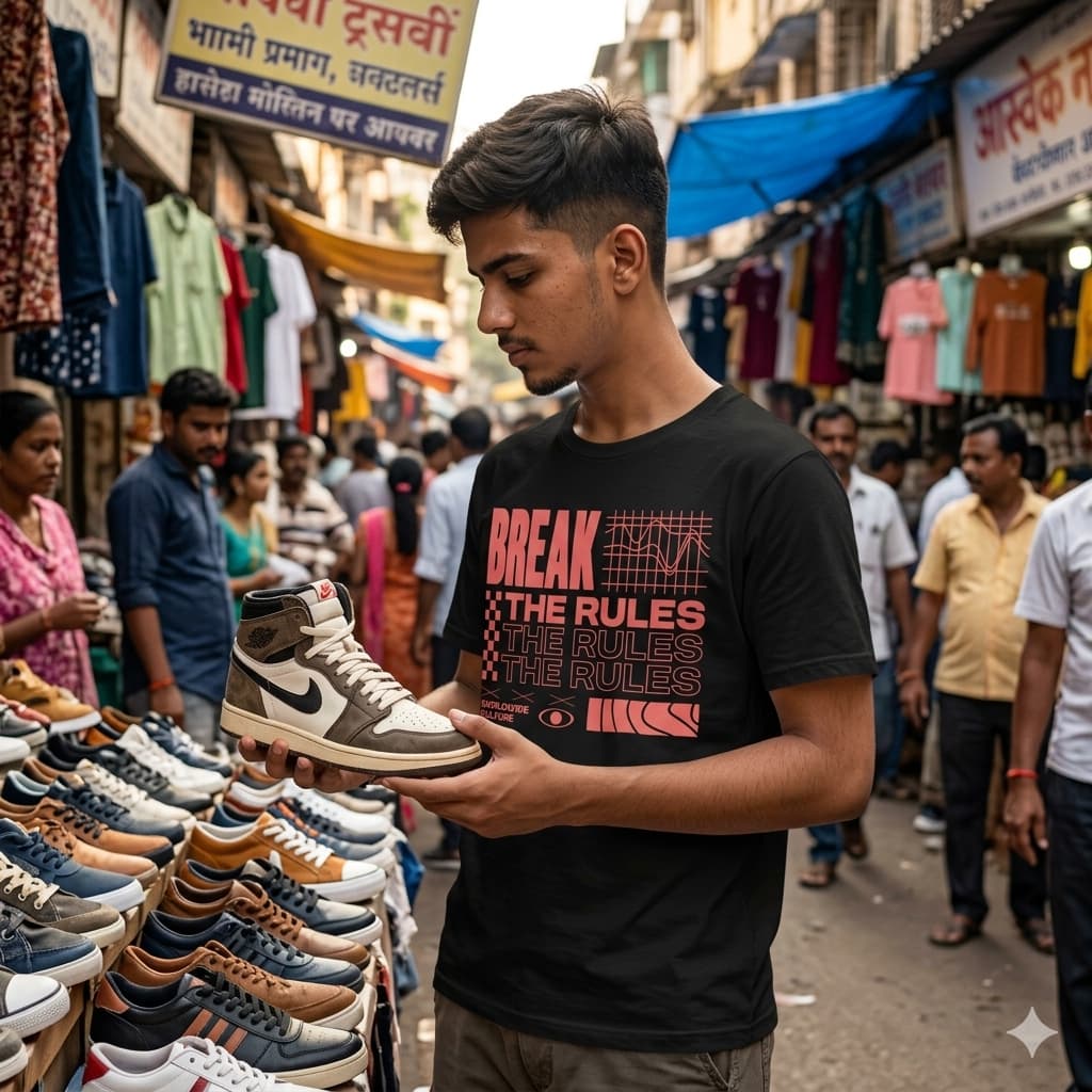 Karavirs® Rebel Black graphic tee for men India