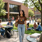 Women's Coffee Brown Round Neck T-shirts