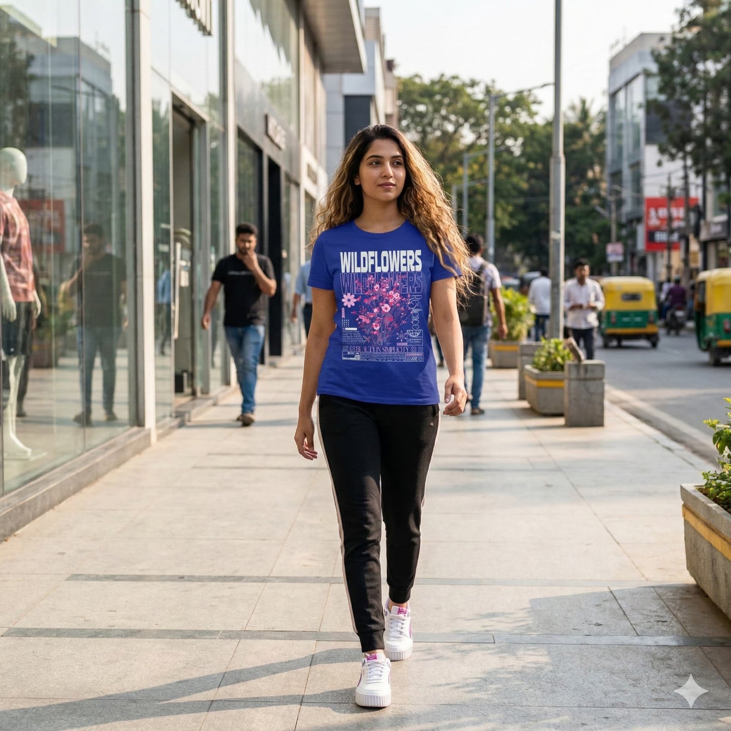 Women's Royal Blue Round Neck T-shirts