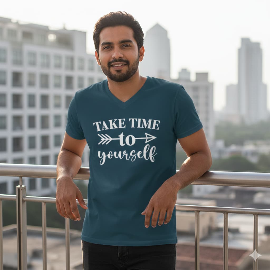 MENS NAVY BLUE VNECK T-SHIRT