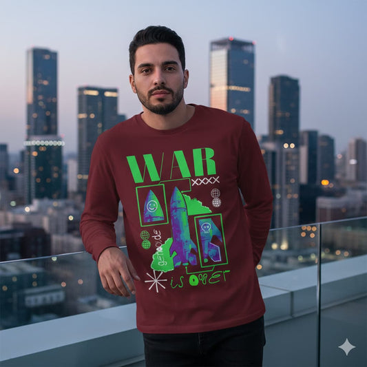 Men's Maroon Full Sleeve Round Neck T-shirts