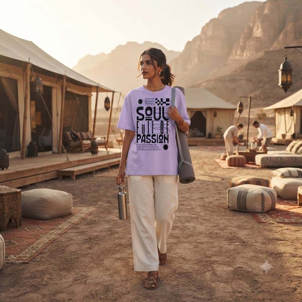 Women's Iris Lavender Oversized Round Neck T-shirt