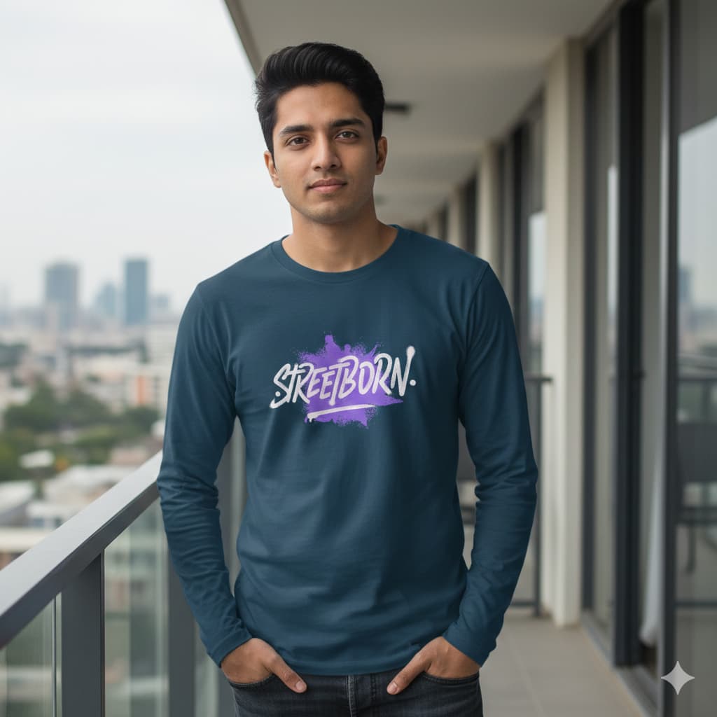 MENS NAVY BLUE ROUNDNECK F/S T-SHIRT