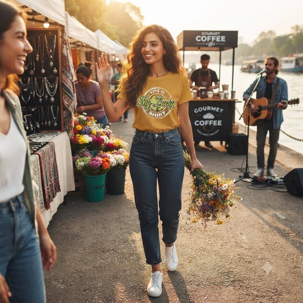 Women's Mustard Yellow Round Neck T-shirt