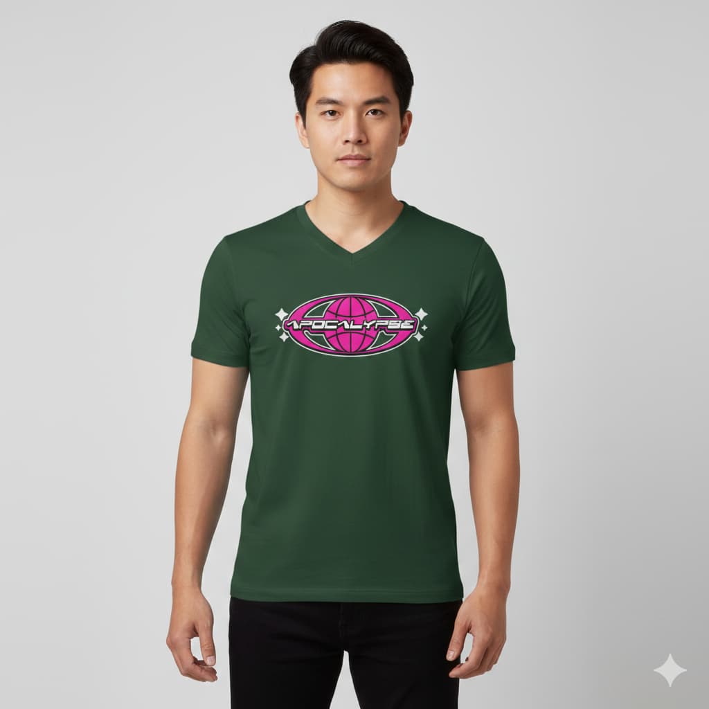 MENS OLIVE GREEN VNECK T-SHIRT