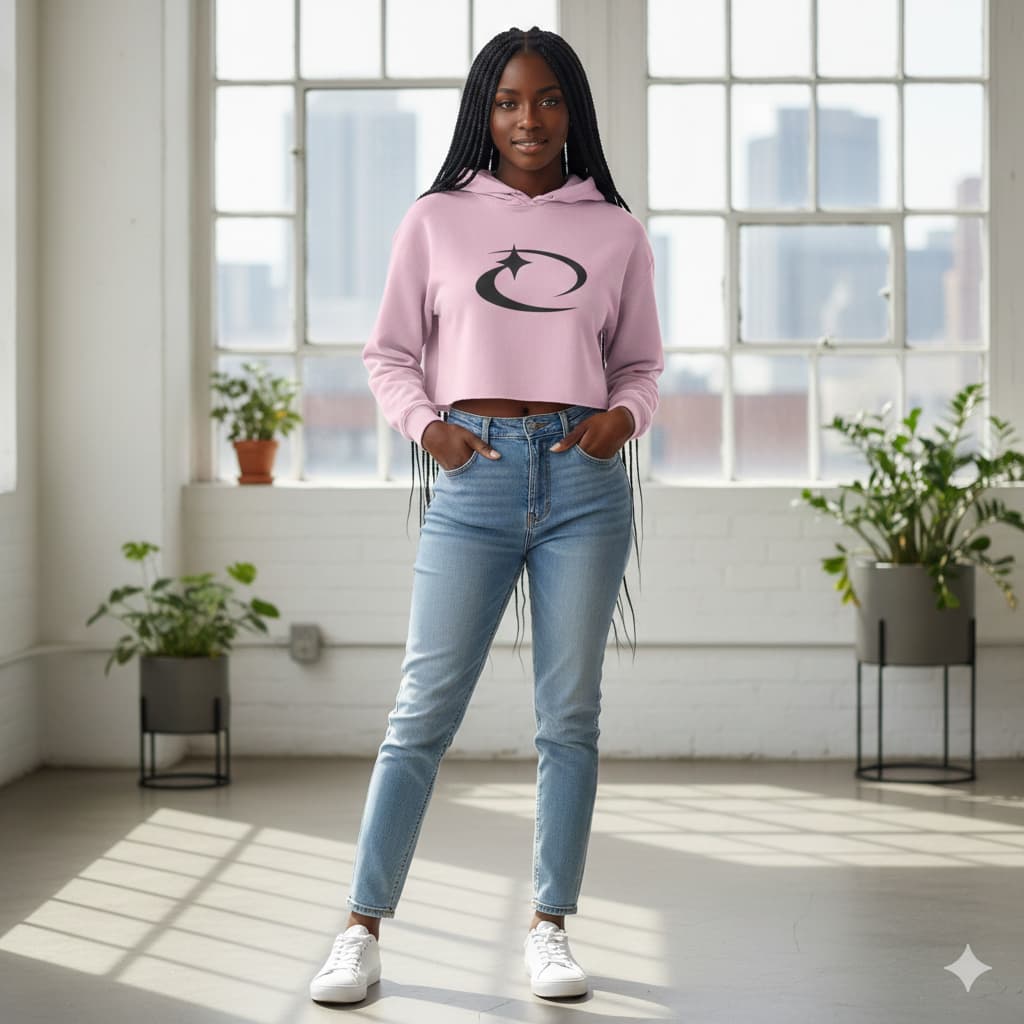 WOMENS LIGHT PINK CROP HOODIES