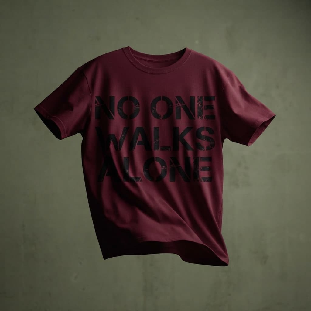 karavirs™ No One Walks Alone — Burgundy Oversized Tee