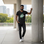 MENS BLACK VNECK T-SHIRT