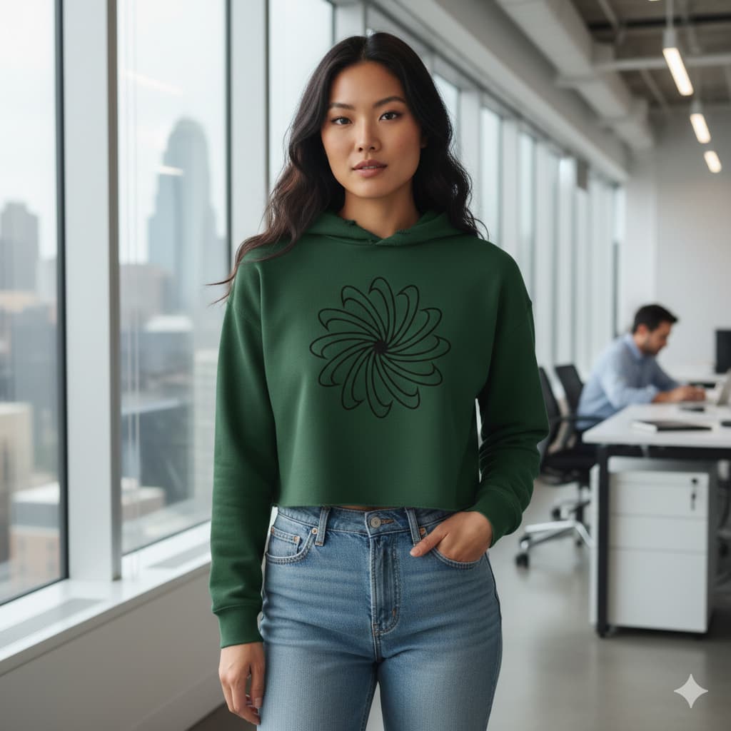 WOMENS OLIVE GREEN CROP HOODIES