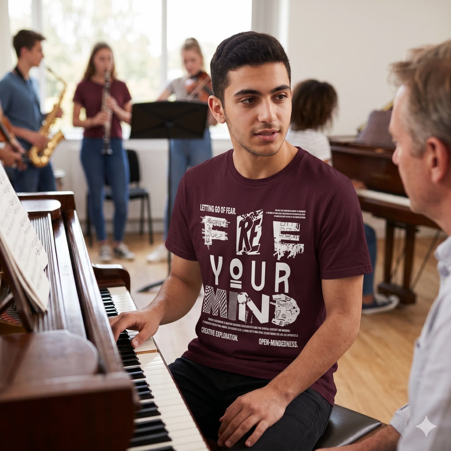 Men's Burgundy Round Neck T-shirt