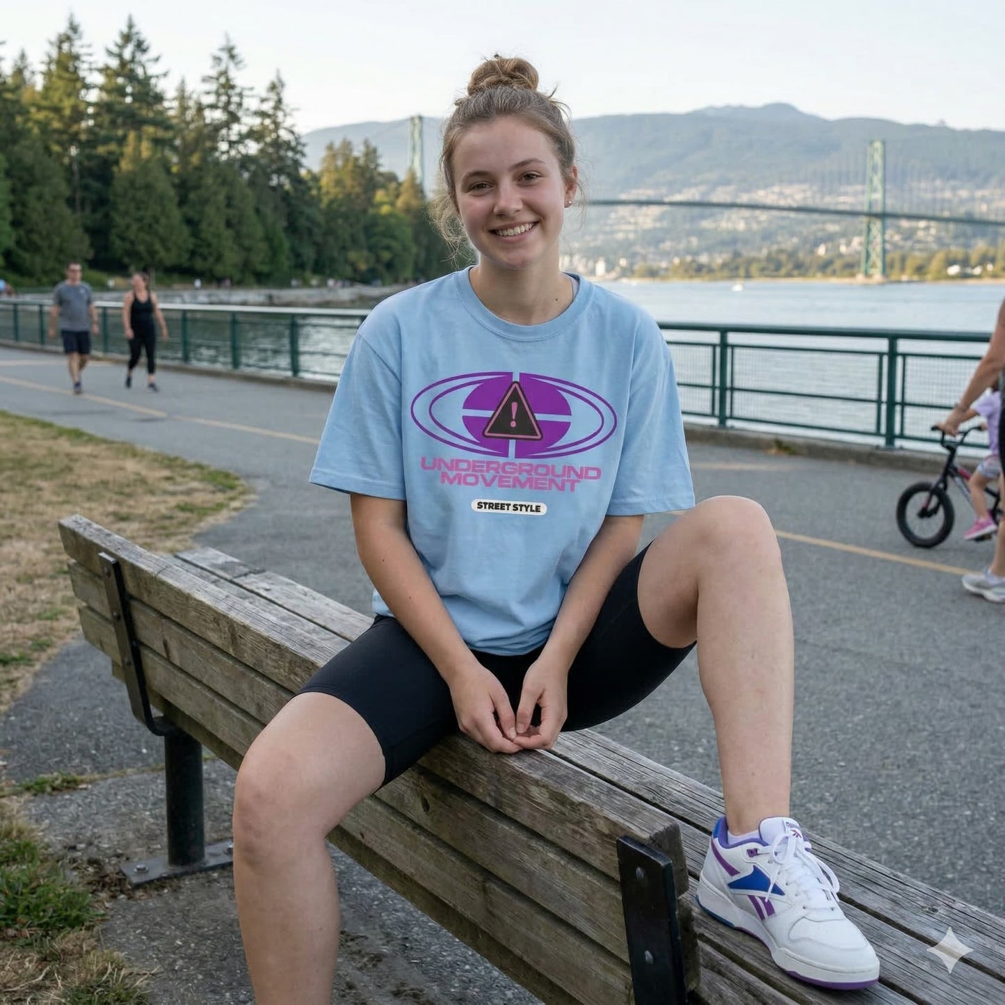Women's Baby Blue Oversized Round Neck T-shirts