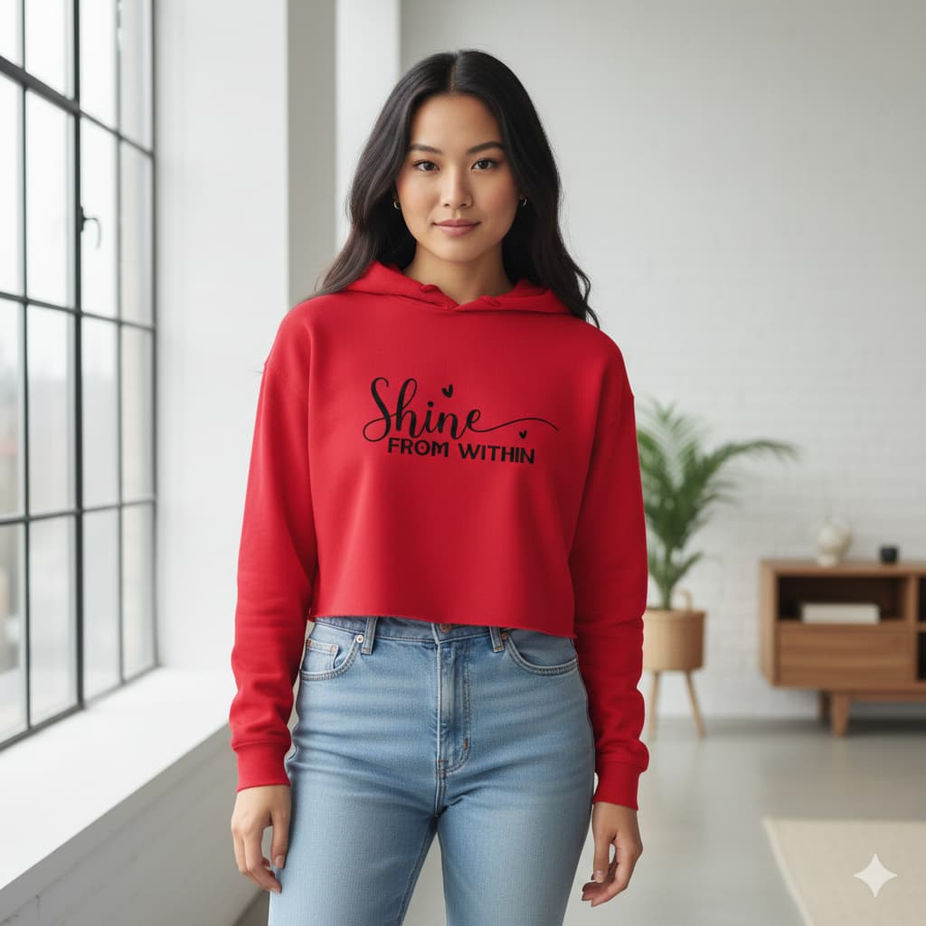 WOMENS RED CROP HOODIES