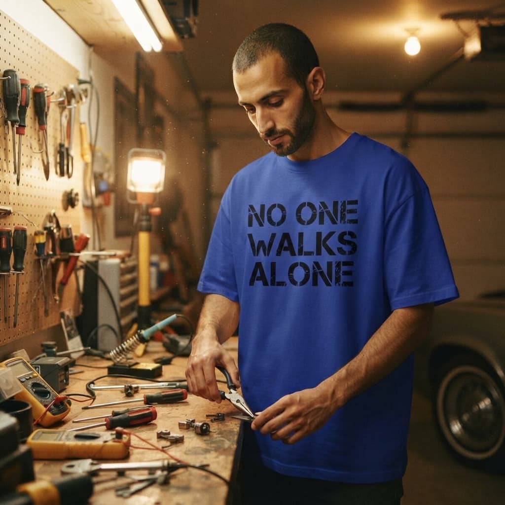 Men's Royal Blue Oversized Round Neck T-shirt