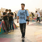 Men's Baby Blue Oversized Round Neck T-shirt