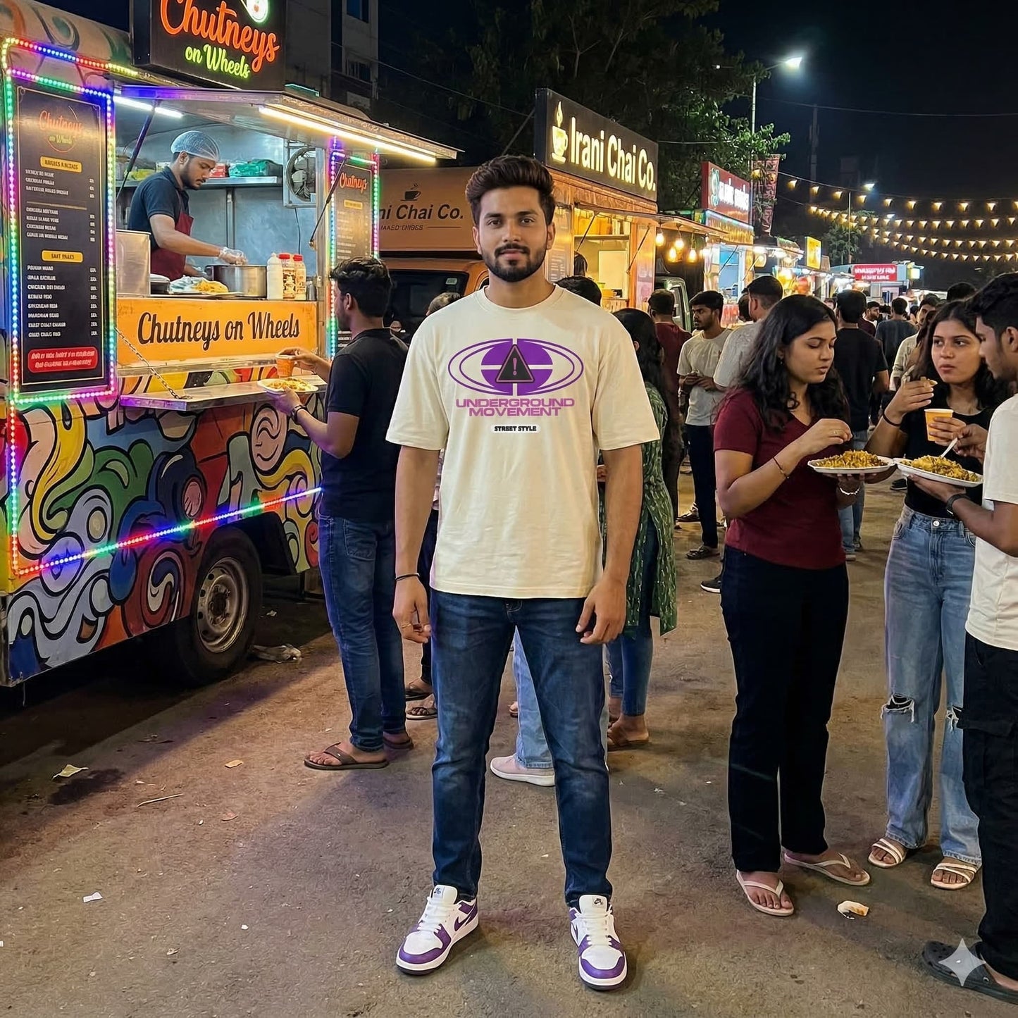 Men's Off White Oversized Round Neck T-shirts